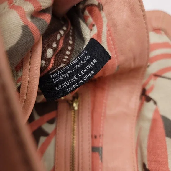 Hayden Harnett Handbag Salmon Coral Soft Leather Shoulder Bag‎ Purse Twist Lock - Picture 7 of 8